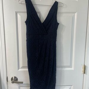 Le Chateau Deep Blue Lace Midi Dress